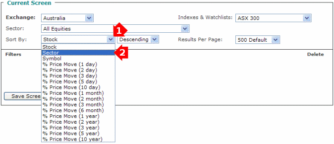 Stock Screener Input Index