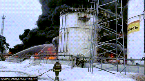 Fire at an oil storage depot in Klintsy, southern Russia