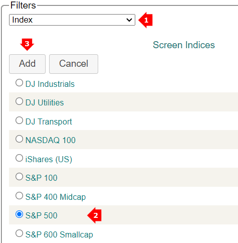 Select an Index Select an Index