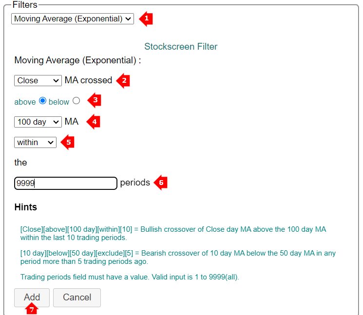 stock screen moving average crossovers