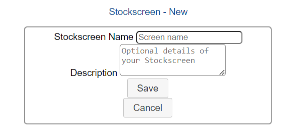 Name Stock Screen