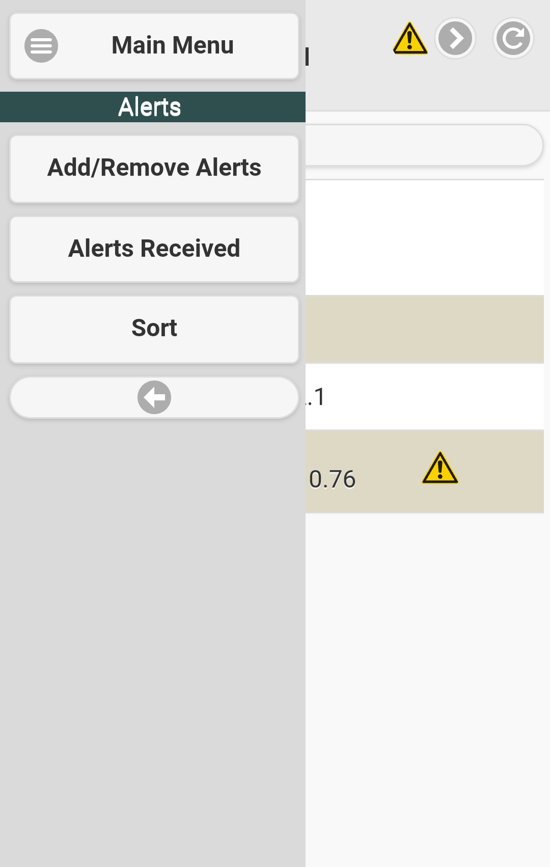 Alert Menu Alert Menu