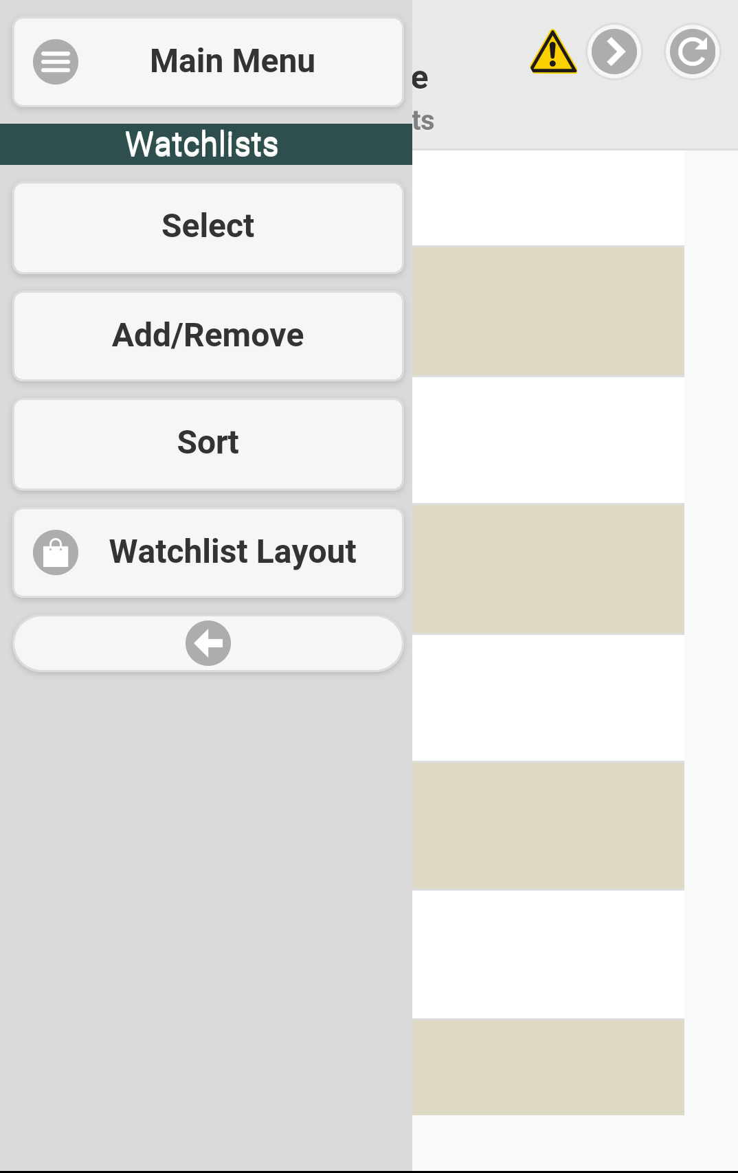 Watchlist Menu Watchlist Menu