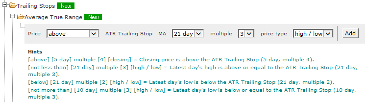 ATR Trailing Stop Stock Screen Settings