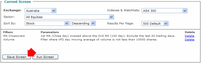 Stock Screener Save Screen
