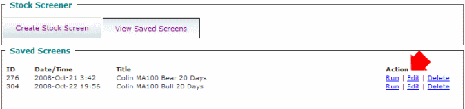 Stock Screener Saved Screens