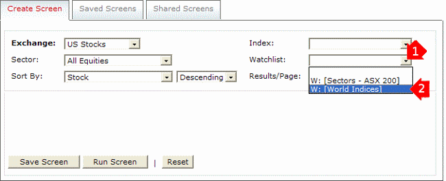 Stock Screener Input Watchlist