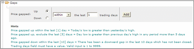 stock screen gaps stock screen gaps