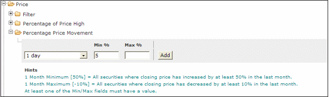 percent price move stock screen 