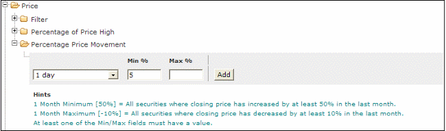 percent price move stock screen percent price move stock screen
